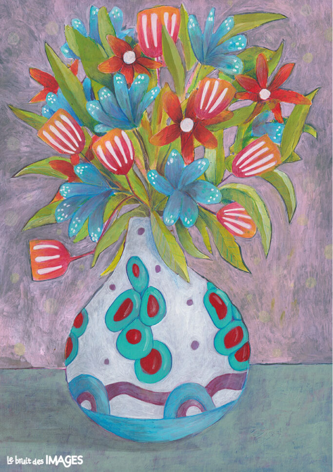 Bouquet de fleurs louviérois Catalina, peinture et crayon aquarellable sur papier A3on aquarellable sur papier A3