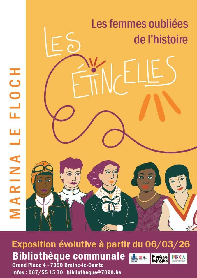 Affiche de l'exposition Les Etincelles à Braine-le-Comte, les femmes oubliées de l'histoire