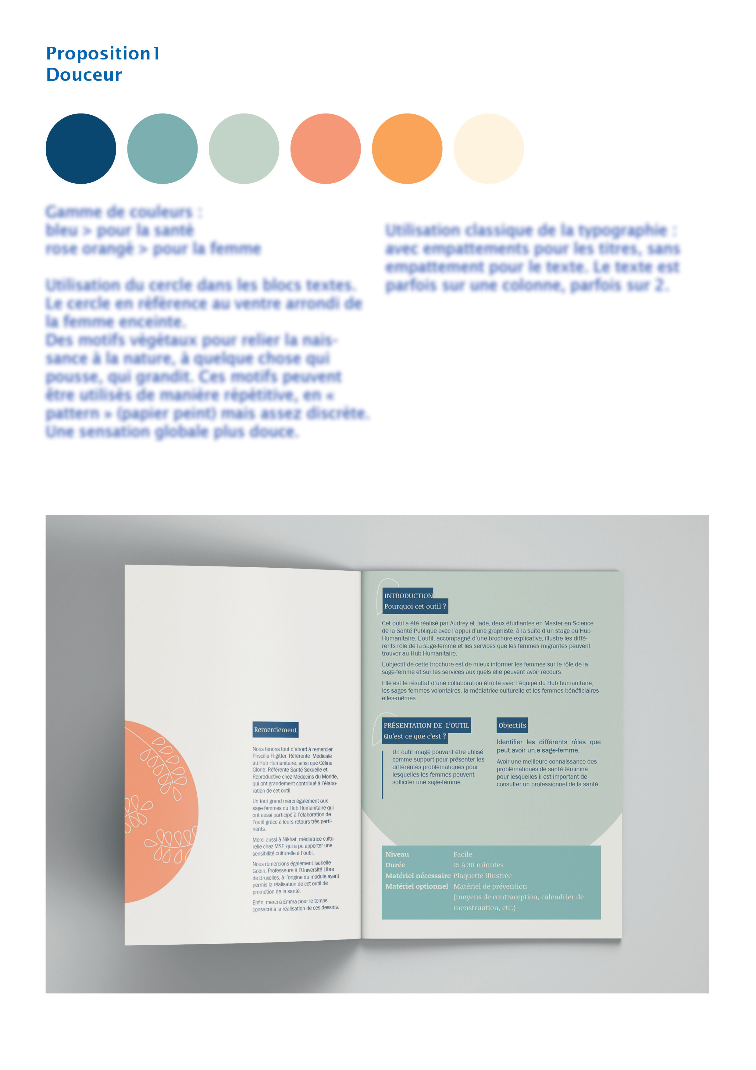 Graphisme d'un livret explicatif, présentation d'une proposition graphique