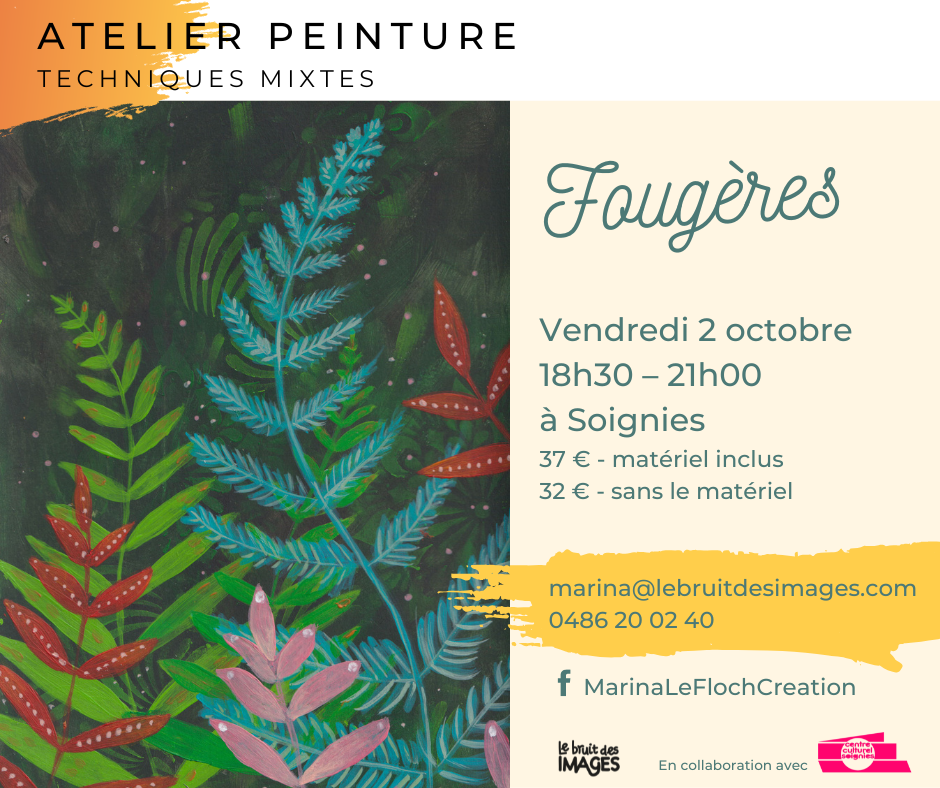 Atelier de peinture à Soignies, peindre des fougères