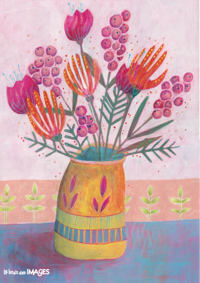 Bouquet au vase tordu
